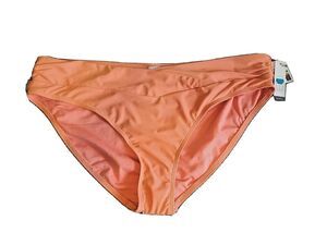Womens Bikini Bottom Sz 2x Orange Mid Rise Tags Time & Tru